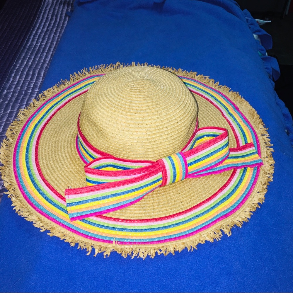 Betsey Johnson Straw Colorful Stripes Hat